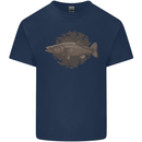 Walleye Fish Fishing Fisherman Mens Cotton T-Shirt Tee Top Navy Blue