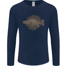 Walleye Fish Fishing Fisherman Mens Long Sleeve T-Shirt Navy Blue