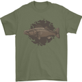 Walleye Fish Fishing Fisherman Mens T-Shirt 100% Cotton Military Green