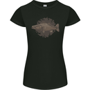Walleye Fish Fishing Fisherman Womens Petite Cut T-Shirt Black