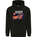 Wander Woman Funny Hiking Trekking Walking Mens 80% Cotton Hoodie Black