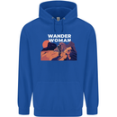 Wander Woman Funny Hiking Trekking Walking Mens 80% Cotton Hoodie Royal Blue