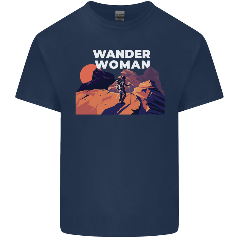 Wander Woman Funny Hiking Trekking Walking Mens Cotton T-Shirt Tee Top Navy Blue