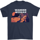 Wander Woman Funny Hiking Trekking Walking Mens T-Shirt 100% Cotton Navy Blue