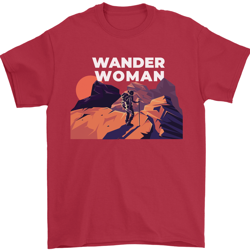 Wander Woman Funny Hiking Trekking Walking Mens T-Shirt 100% Cotton Red