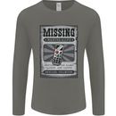 Wanted Remote Control Funny TV Lost Misplaced Mens Long Sleeve T-Shirt Charcoal