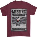 Wanted Remote Control Funny TV Lost Misplaced Mens T-Shirt 100% Cotton Maroon