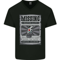 Wanted Remote Control Funny TV Lost Misplaced Mens V-Neck Cotton T-Shirt Black