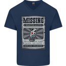 Wanted Remote Control Funny TV Lost Misplaced Mens V-Neck Cotton T-Shirt Navy Blue