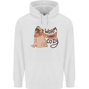 Warm Cozy Funny French Bulldog Dog Mens 80% Cotton Hoodie White