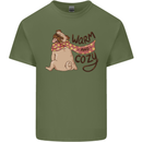 Warm Cozy Funny French Bulldog Dog Mens Cotton T-Shirt Tee Top Military Green