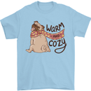 Warm Cozy Funny French Bulldog Dog Mens T-Shirt 100% Cotton Light Blue