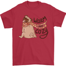 Warm Cozy Funny French Bulldog Dog Mens T-Shirt 100% Cotton Red