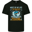 Wasted Life the Rest I Spent Fishing Funny Kids T-Shirt Childrens Black