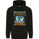 Wasted Life the Rest I Spent Fishing Funny Mens 80% Cotton Hoodie Black