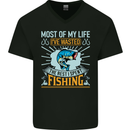 Wasted Life the Rest I Spent Fishing Funny Mens V-Neck Cotton T-Shirt Black