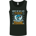 Wasted Life the Rest I Spent Fishing Funny Mens Vest Tank Top Black