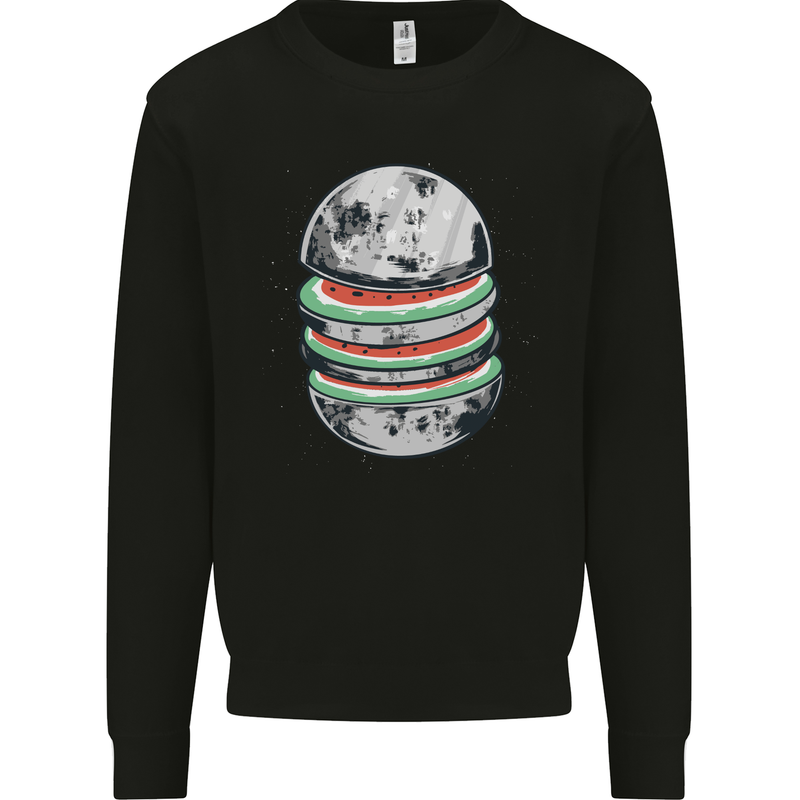 Watermelon Moon Space Planets Mens Sweatshirt Jumper Black