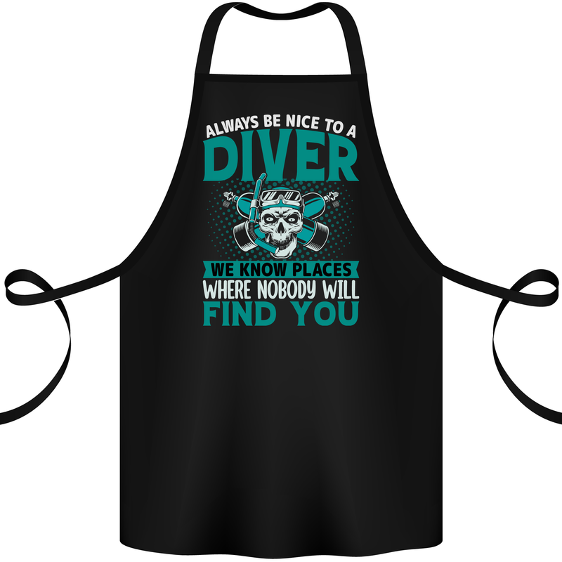 We Know Places Funny Diver Scuba Diving Cotton Apron 100% Organic Black