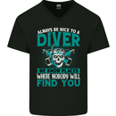 We Know Places Funny Diver Scuba Diving Mens V-Neck Cotton T-Shirt Black