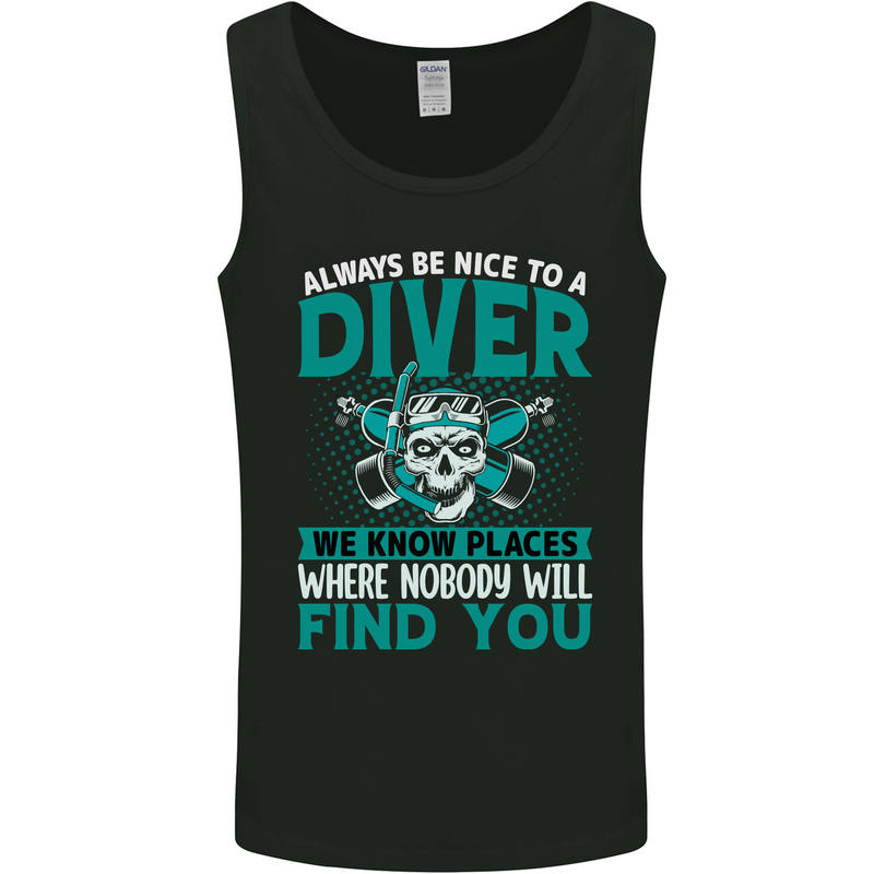 We Know Places Funny Diver Scuba Diving Mens Vest Tank Top Black