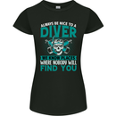 We Know Places Funny Diver Scuba Diving Womens Petite Cut T-Shirt Black