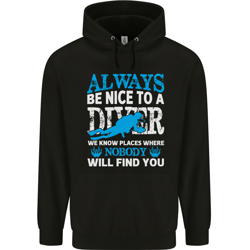 We Know Places Funny Scuba Diving Diver Mens 80% Cotton Hoodie Black