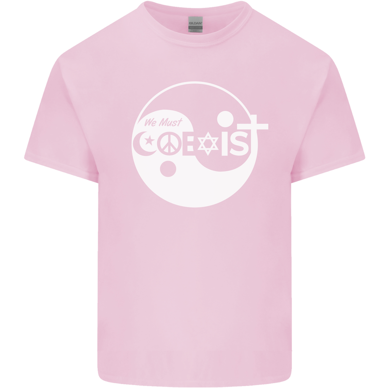 We Must Coexist World Peace Love Religion Hippy Kids T-Shirt Childrens Light Pink