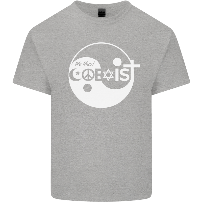 We Must Coexist World Peace Love Religion Hippy Kids T-Shirt Childrens Sports Grey