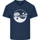 We Must Coexist World Peace Love Religion Hippy Mens V-Neck Cotton T-Shirt Navy Blue