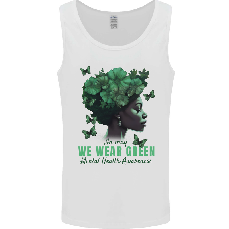 We Wear Green Mental Health Awareness Mens Vest Tank Top White