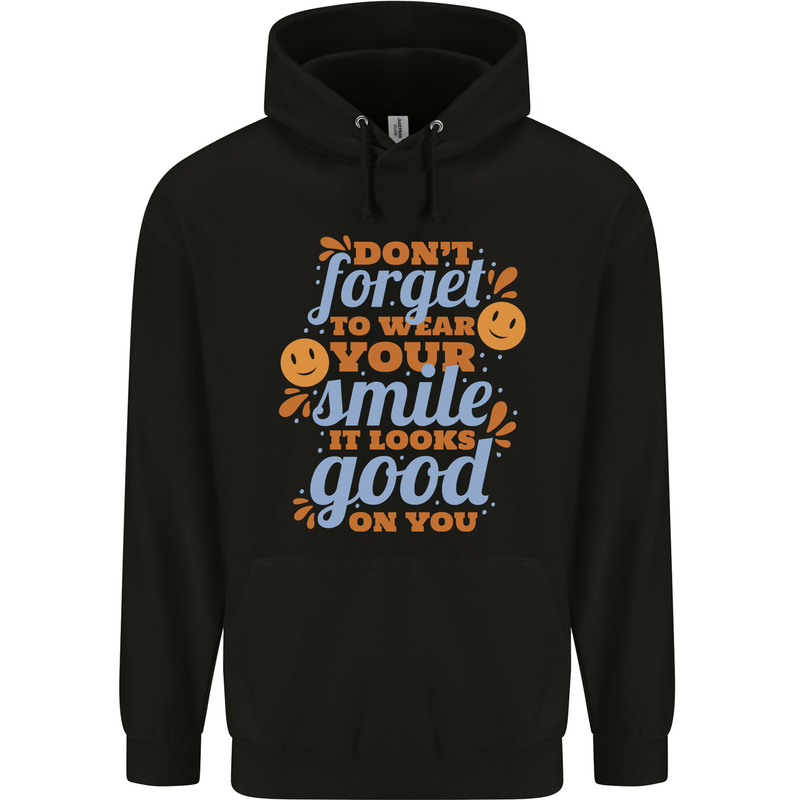 Wear Your Smile Feel Good Happy Joy Love Childrens Kids Hoodie Black
