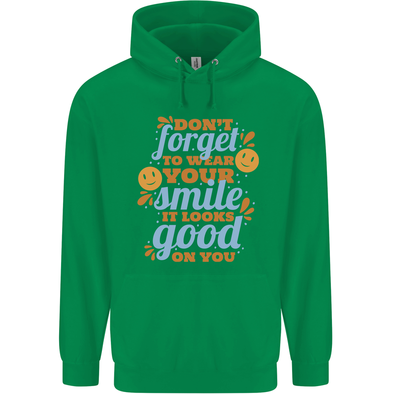 Wear Your Smile Feel Good Happy Joy Love Childrens Kids Hoodie Irish Green
