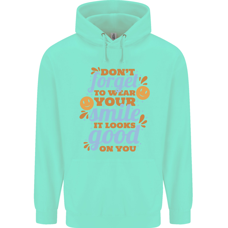 Wear Your Smile Feel Good Happy Joy Love Childrens Kids Hoodie Peppermint