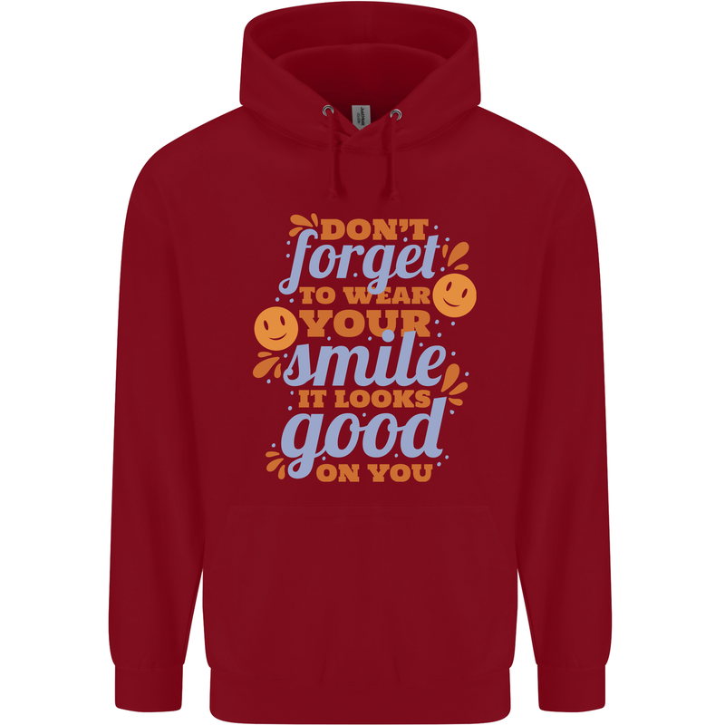 Wear Your Smile Feel Good Happy Joy Love Childrens Kids Hoodie Red
