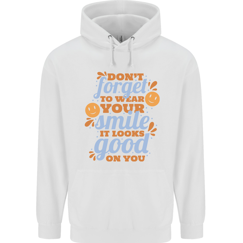Wear Your Smile Feel Good Happy Joy Love Childrens Kids Hoodie White