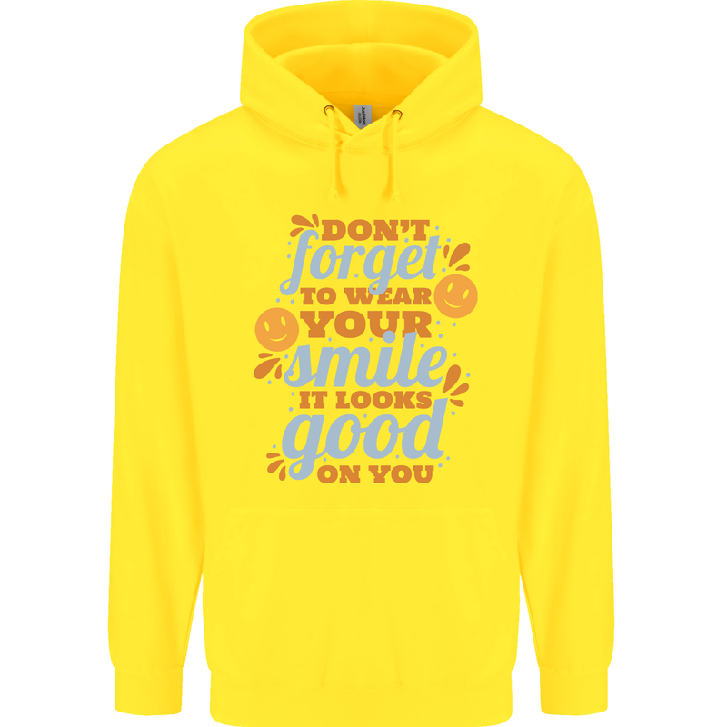 Wear Your Smile Feel Good Happy Joy Love Childrens Kids Hoodie Yellow
