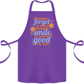 Wear Your Smile Feel Good Happy Joy Love Cotton Apron 100% Organic Purple