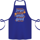 Wear Your Smile Feel Good Happy Joy Love Cotton Apron 100% Organic Royal Blue