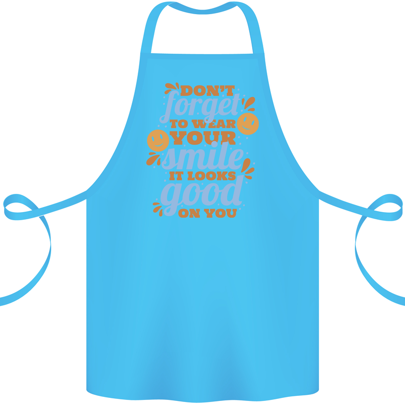 Wear Your Smile Feel Good Happy Joy Love Cotton Apron 100% Organic Turquoise