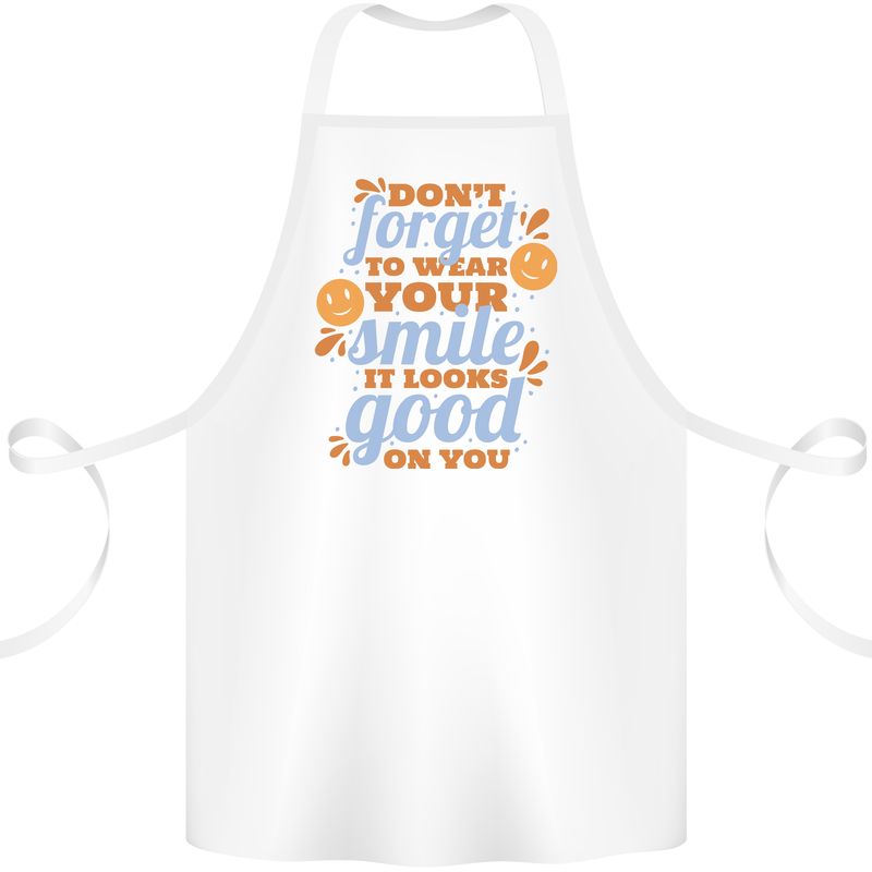 Wear Your Smile Feel Good Happy Joy Love Cotton Apron 100% Organic White