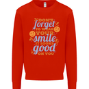 Wear Your Smile Feel Good Happy Joy Love Kids Sweatshirt Jumper Bright Red