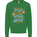 Wear Your Smile Feel Good Happy Joy Love Kids Sweatshirt Jumper Irish Green