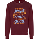 Wear Your Smile Feel Good Happy Joy Love Kids Sweatshirt Jumper Maroon