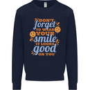 Wear Your Smile Feel Good Happy Joy Love Kids Sweatshirt Jumper Navy Blue