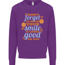 Wear Your Smile Feel Good Happy Joy Love Kids Sweatshirt Jumper Purple