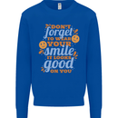 Wear Your Smile Feel Good Happy Joy Love Kids Sweatshirt Jumper Royal Blue