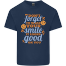 Wear Your Smile Feel Good Happy Joy Love Kids T-Shirt Childrens Navy Blue