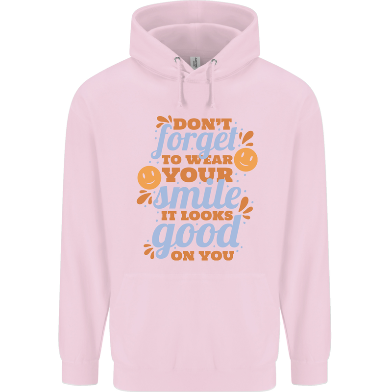 Wear Your Smile Feel Good Happy Joy Love Mens 80% Cotton Hoodie Light Pink