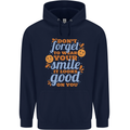 Wear Your Smile Feel Good Happy Joy Love Mens 80% Cotton Hoodie Navy Blue